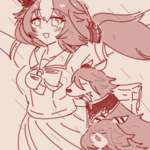 【ウマ娘】大雨の中で遊びに行こうとする忠犬ミラ公とミラドッグと風の人のサムネイル画像