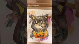 【メイキング】透明水彩でハロウィンなマンハッタンカフェ(ウマ娘)を描きましたのサムネイル画像